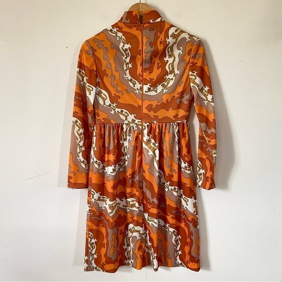Vintage 60s Emilio Borghese Dress Roma Italy Hostess Tiger Bohemian Hippie Small - Picture 5 of 8